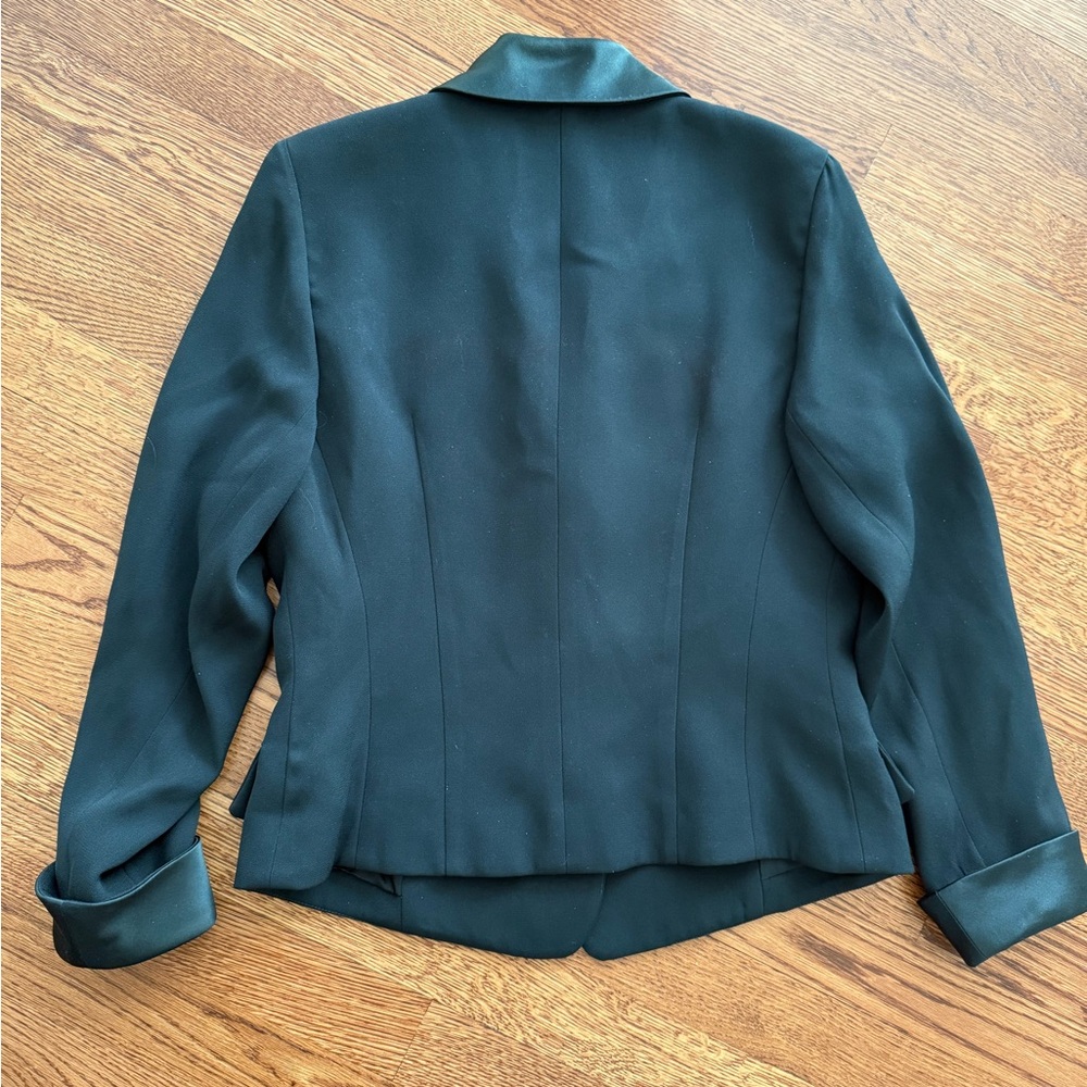 SUNNY CHOI Jacket Blazer Old Money Green Silk Trim Faux Jewels Office Career‎ 8 - Picture 2 of 7